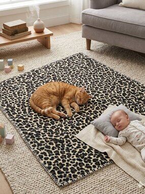 ZooFleece Leopard Cat Print Fleece 60X60" Blanket Quilt Throw
